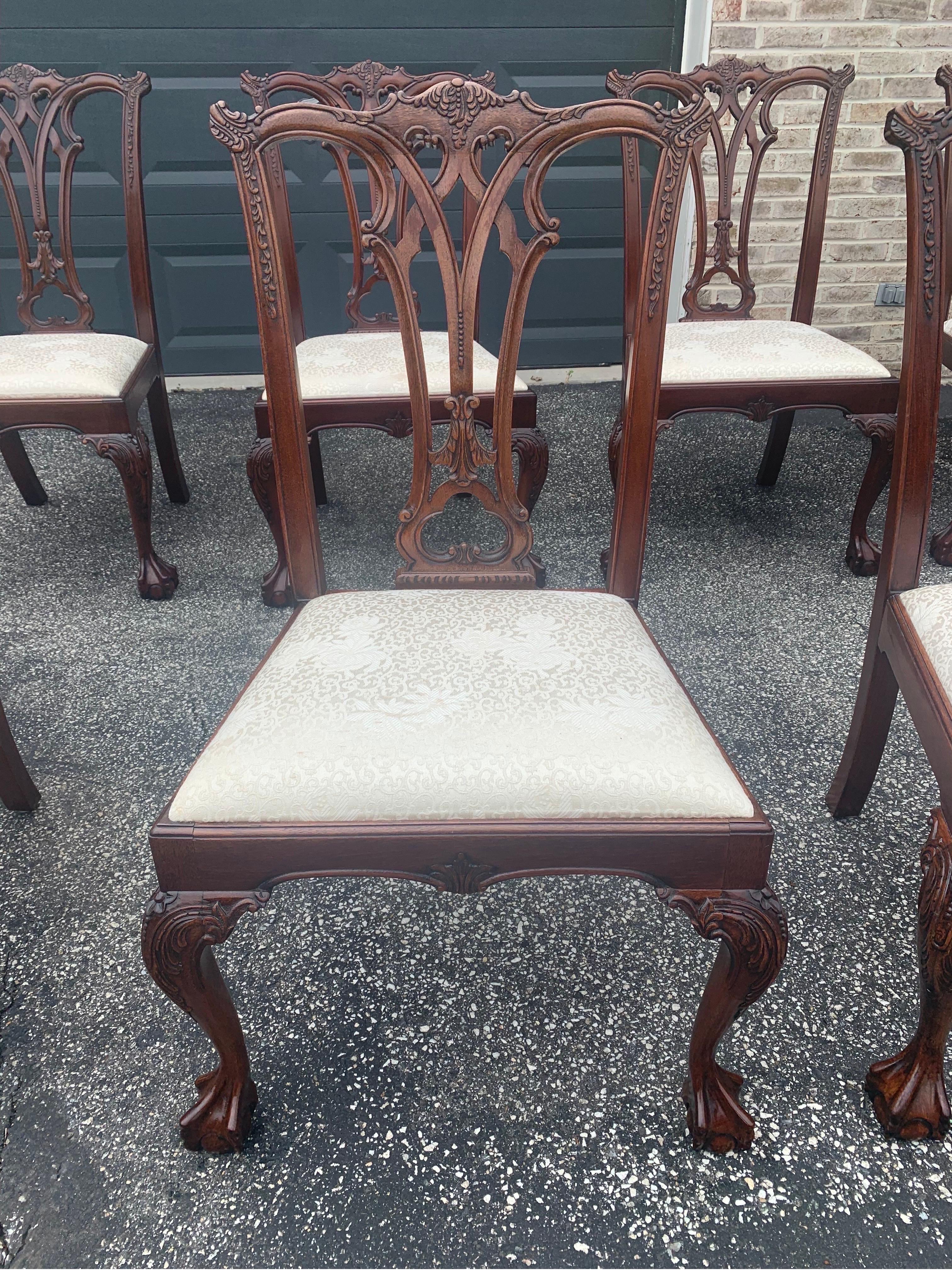 Set of 10 Chippendale Mahogany Dining Chairs 5