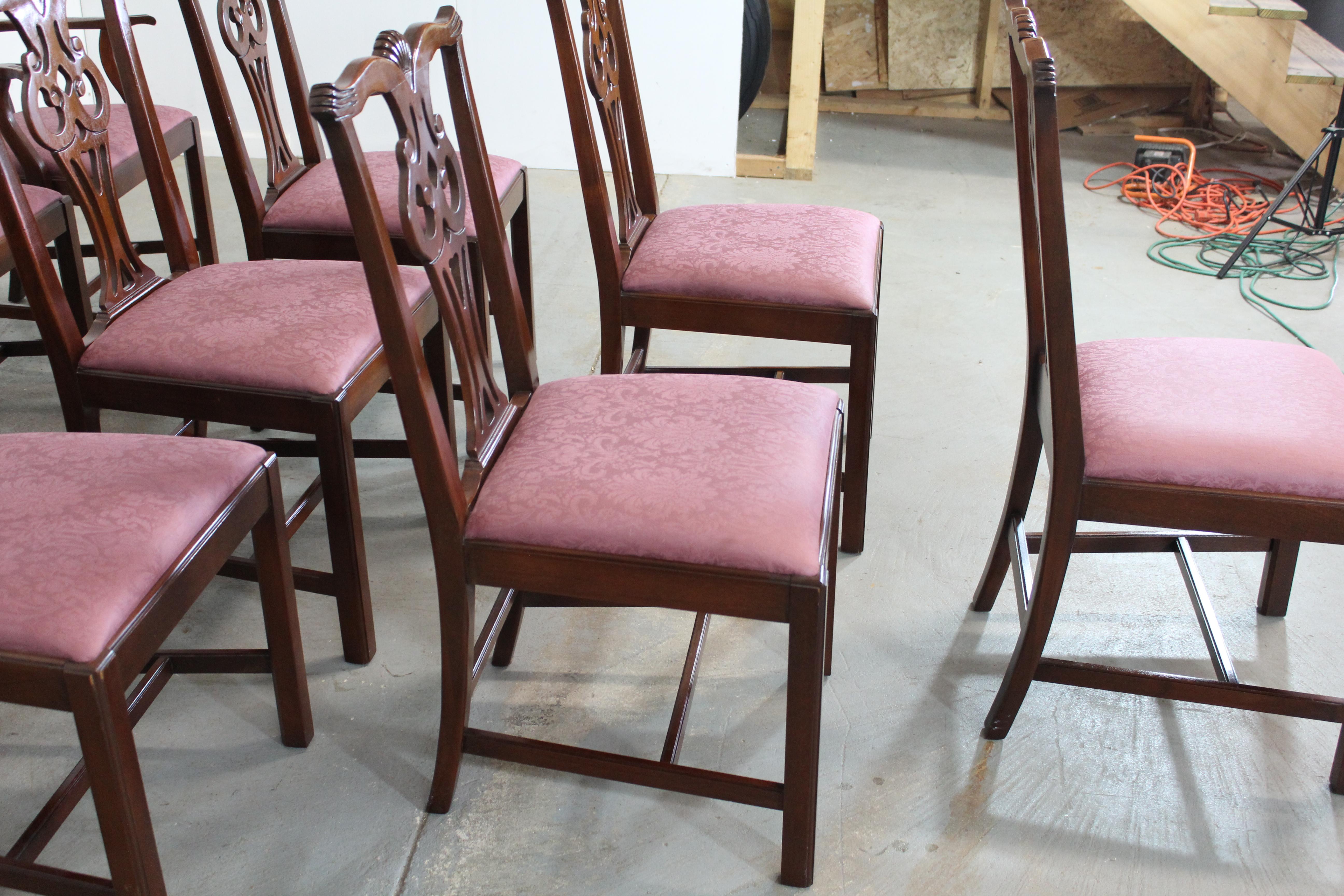 Late 20th Century Set of 10 Chippendale Solid Mahogany Dining Side Chairs by Century Furniture