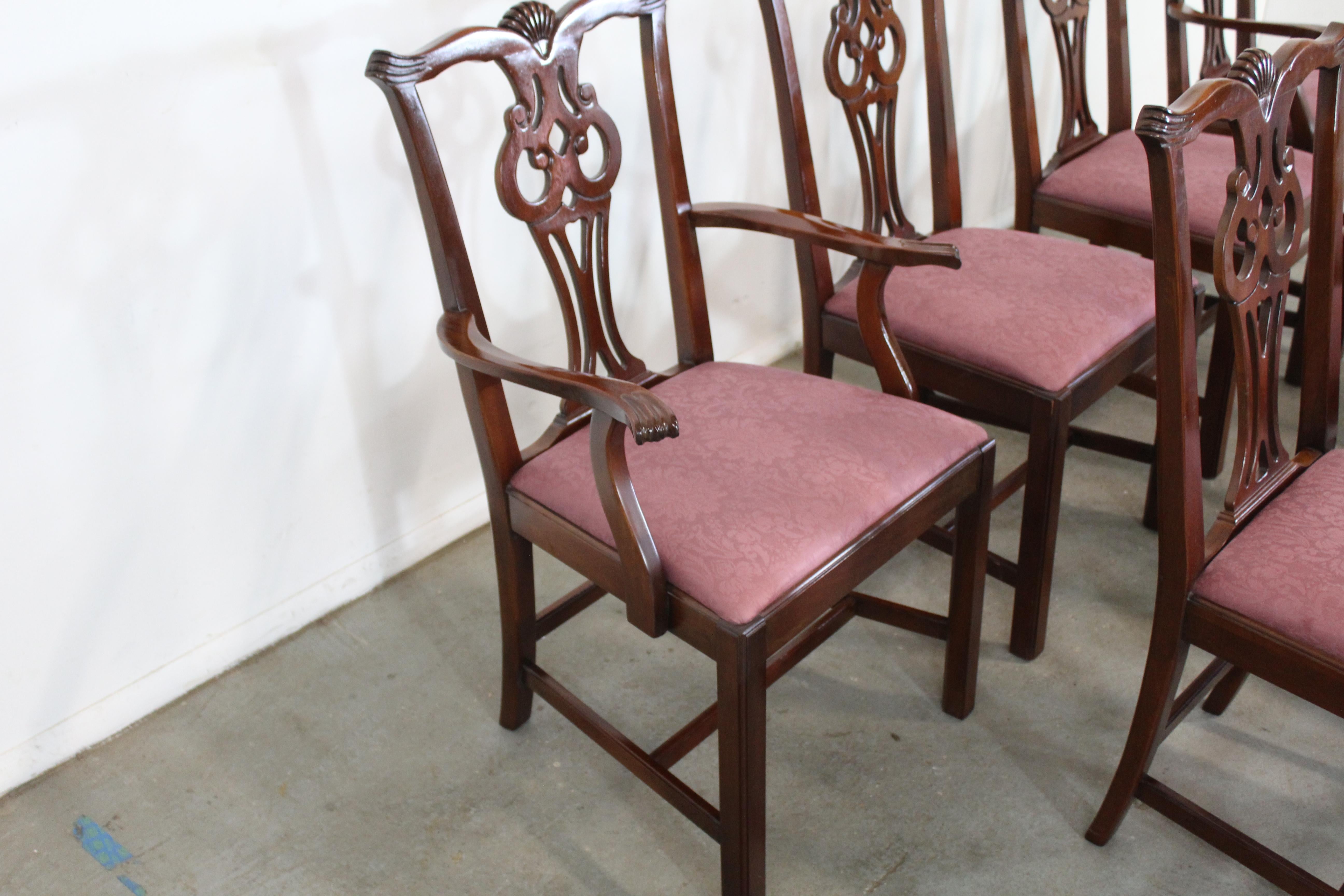 Upholstery Set of 10 Chippendale Solid Mahogany Dining Side Chairs by Century Furniture