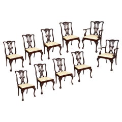 Antique Set of 10 Chippendale style dining chairs, 19th Century.