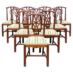 Juego de 10 sillas auxiliares de comedor estilo Chippendale para restauración