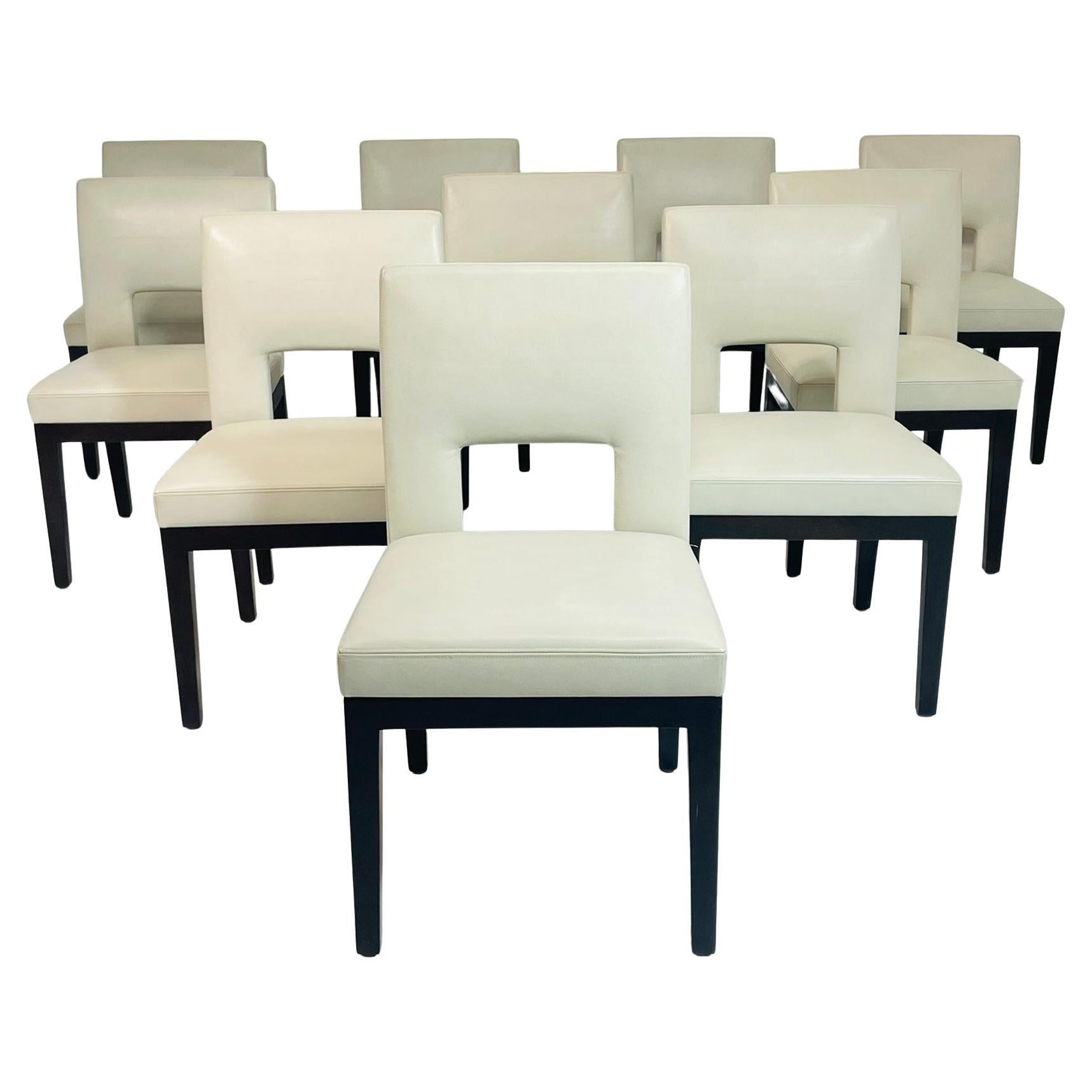 Set of 10 Christian Liaigre “Velin” Solid Oak Dining Chairs for Holly Hunt, USA