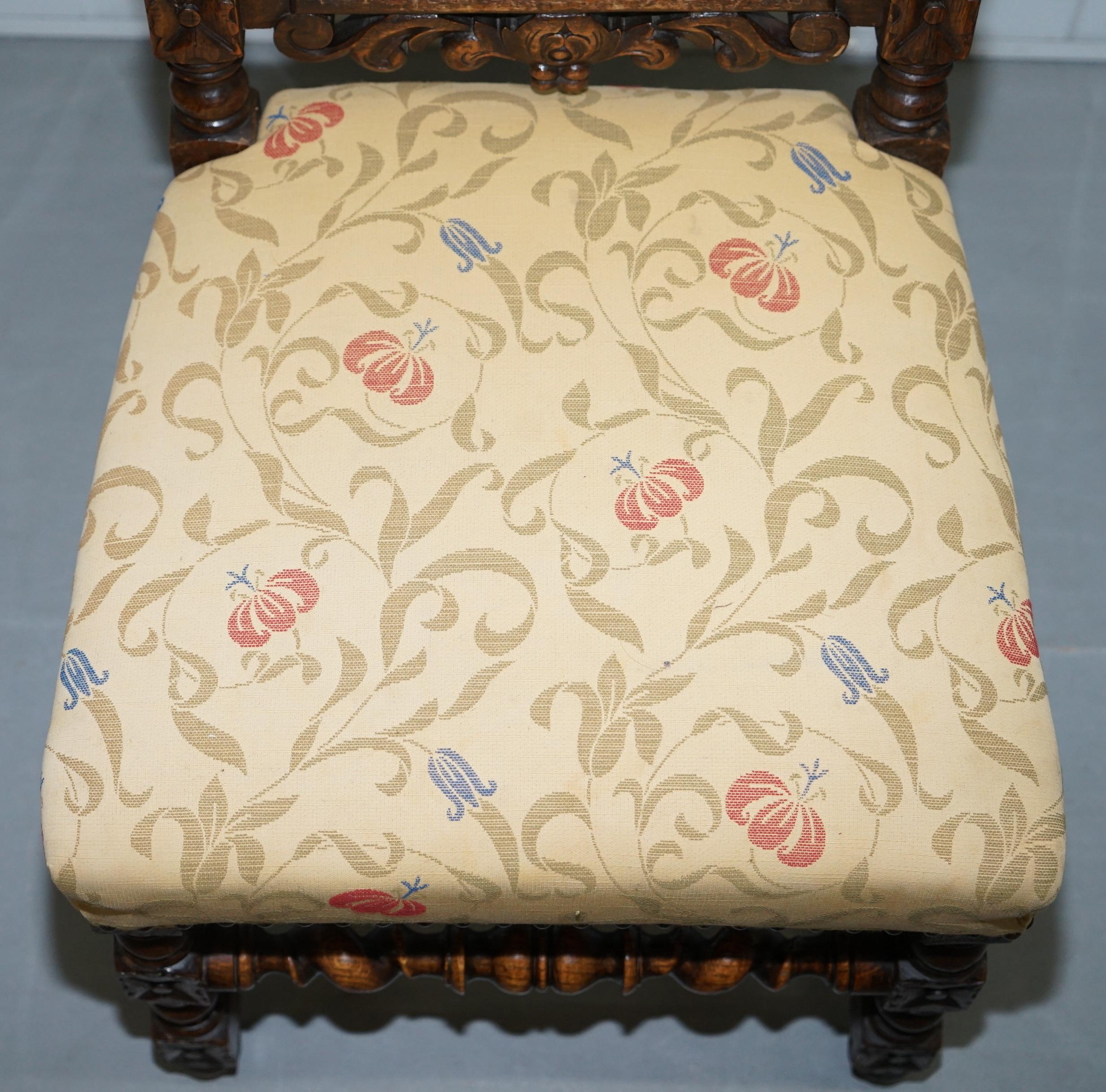 Set of 10, circa 1800 Oak Jacobean Style Dining Chairs with Dog Head Cresting 3