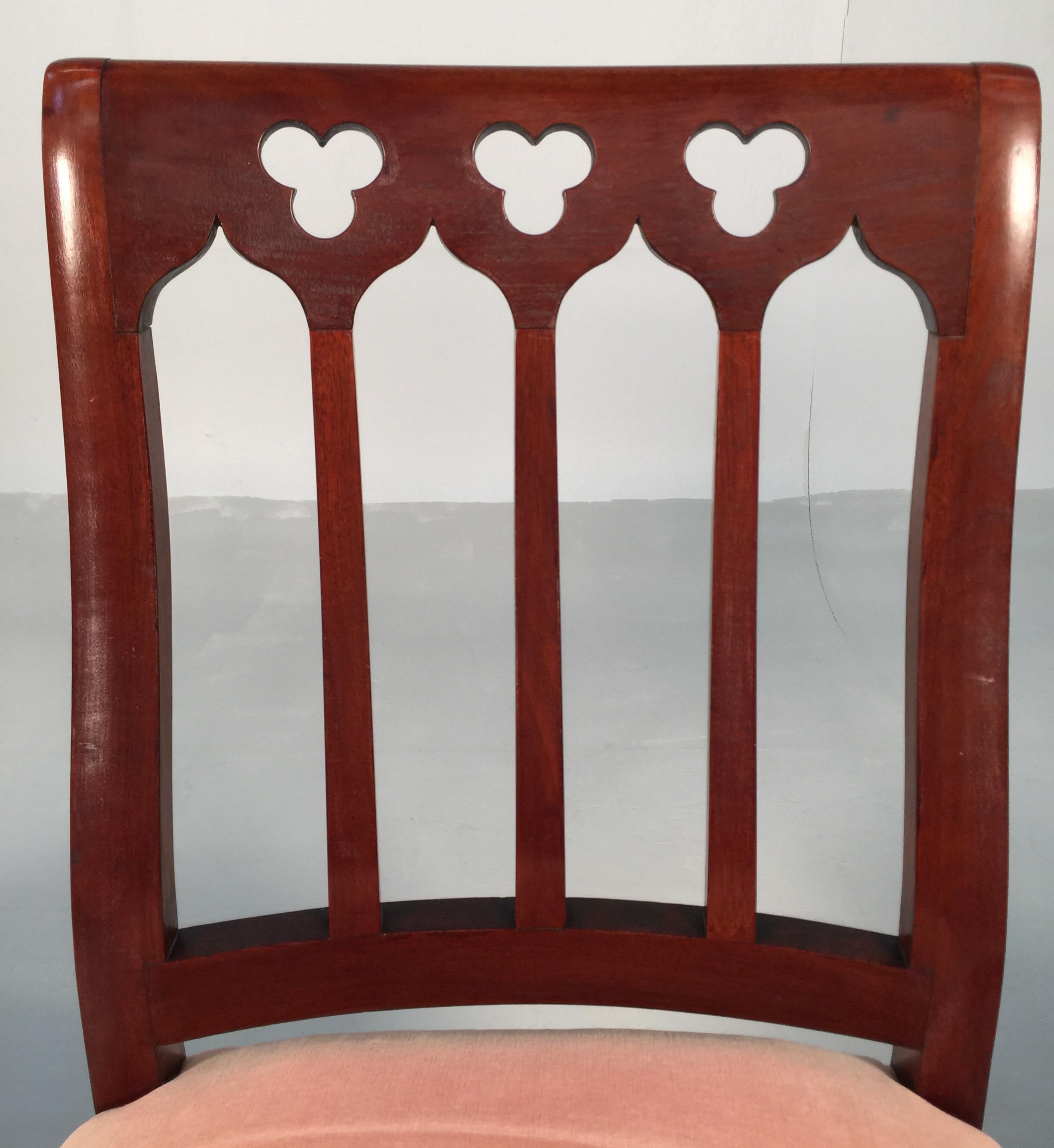 Set of 10, circa 1850s Gothic Revival Upholstered Dining Chairs, by John Jelliff 3