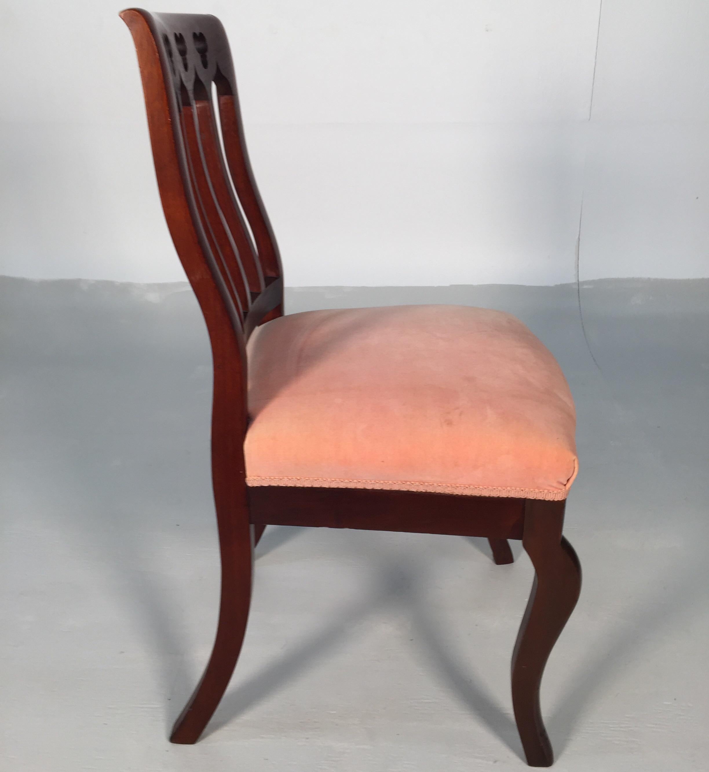 Set of 10, circa 1850s Gothic Revival Upholstered Dining Chairs, by John Jelliff 1