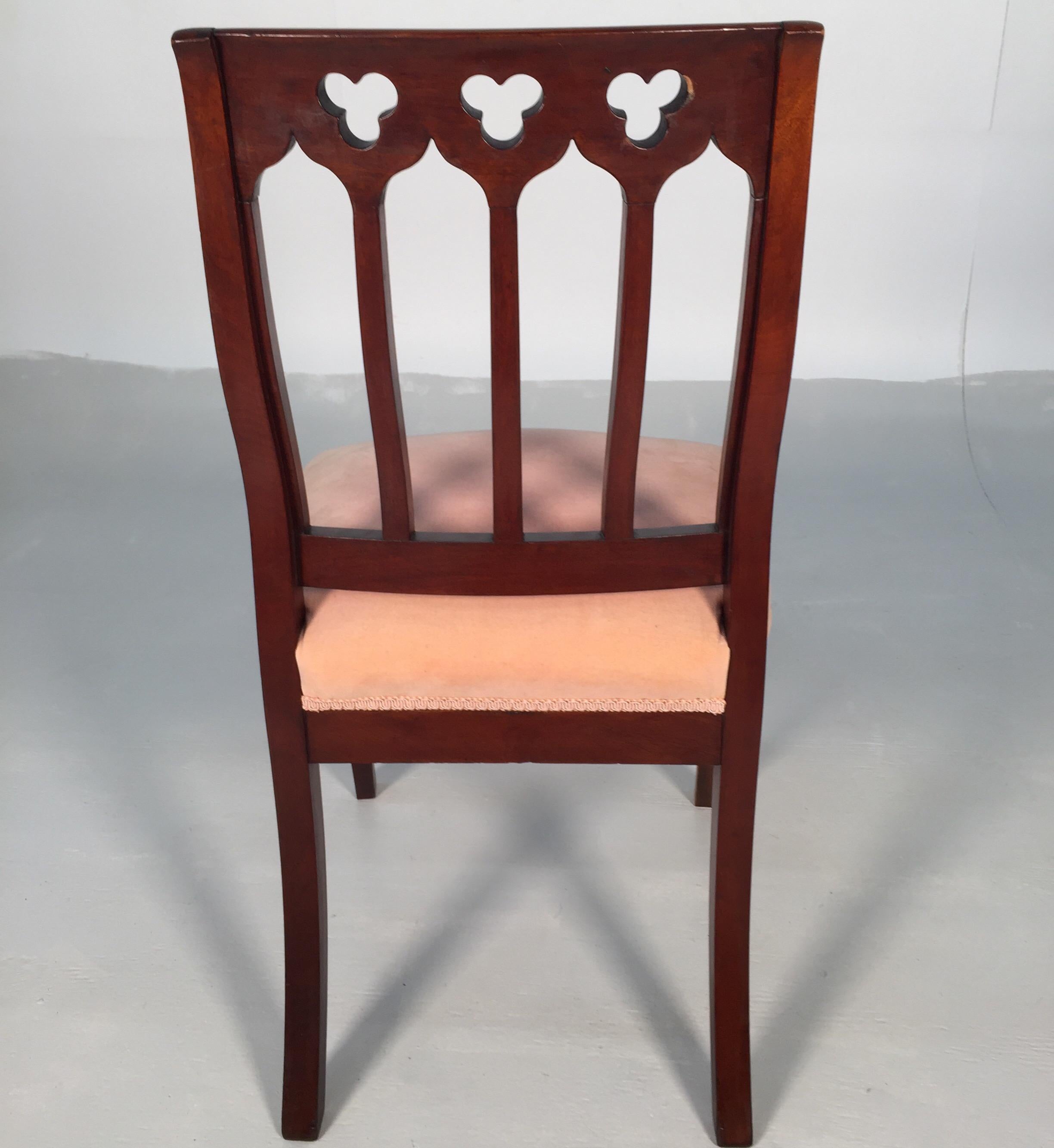 Set of 10, circa 1850s Gothic Revival Upholstered Dining Chairs, by John Jelliff 2