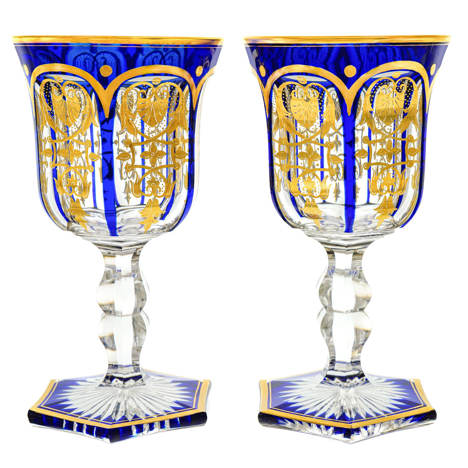 French Set of 10 Cobalt Empire by Baccarat Goblets For Sale