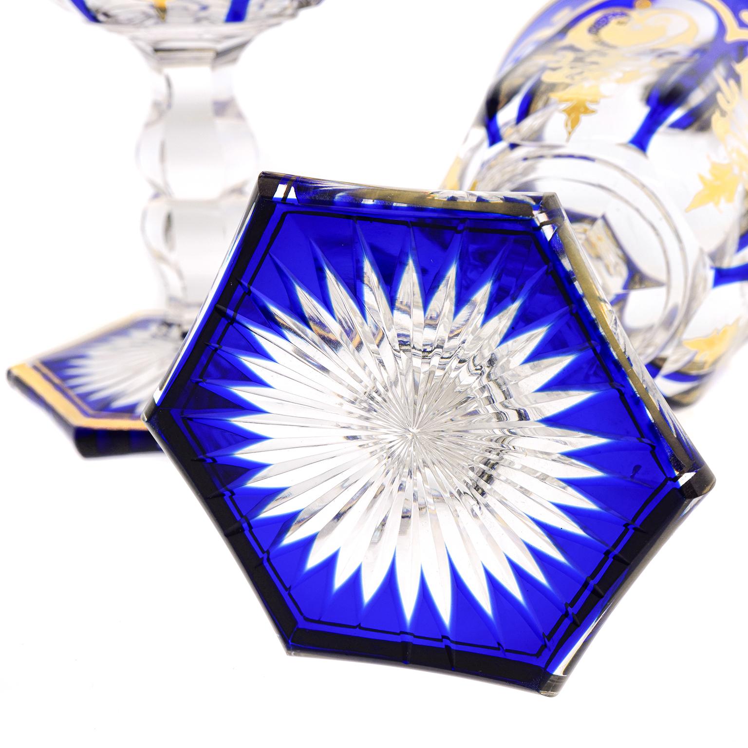 Set von 10 kobaltfarbenen Empire-Kröten von Baccarat Goblets (Geschliffenes Glas) im Angebot