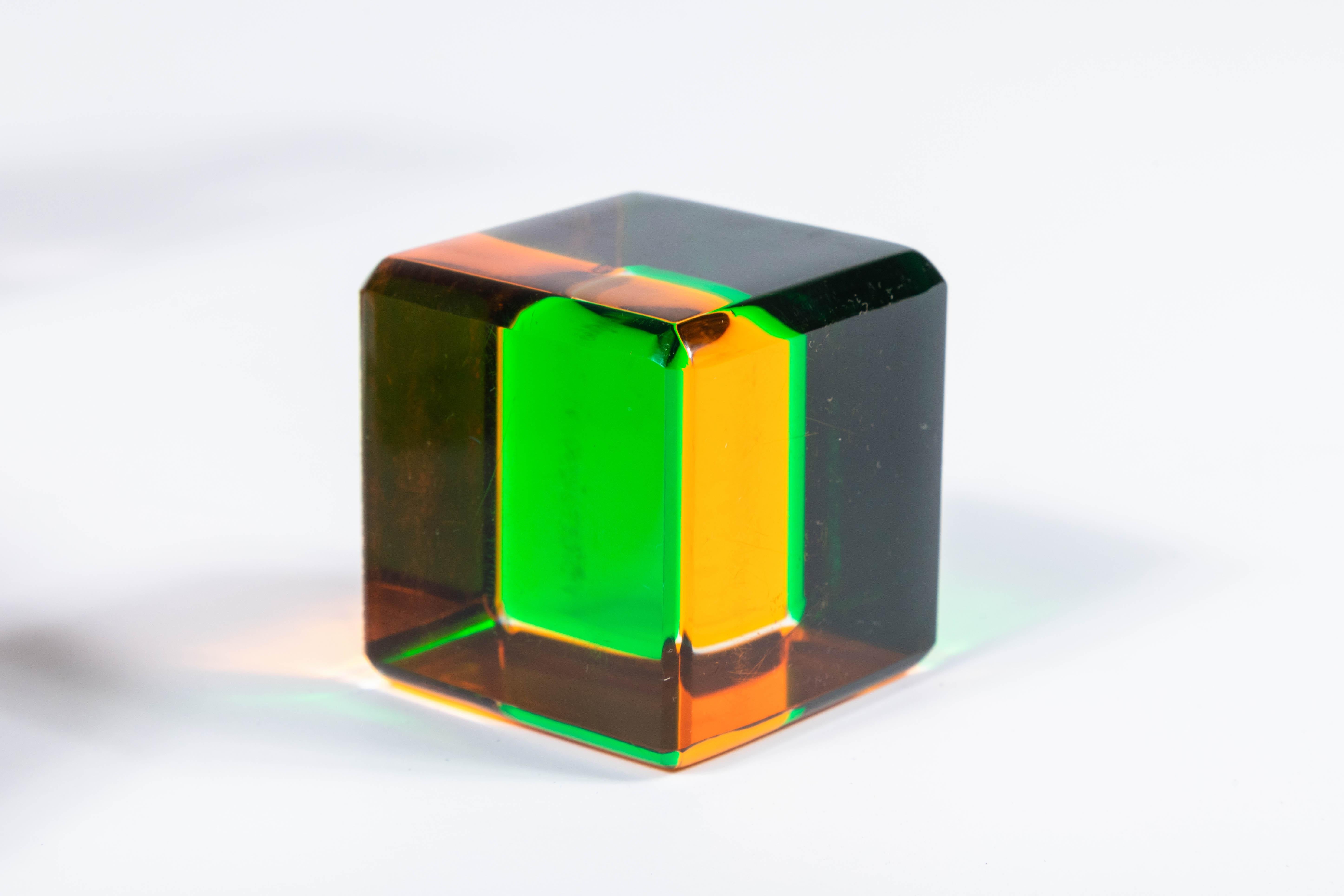 Set of 10 Colored Lucite Cubes by Vasa Mihich 1