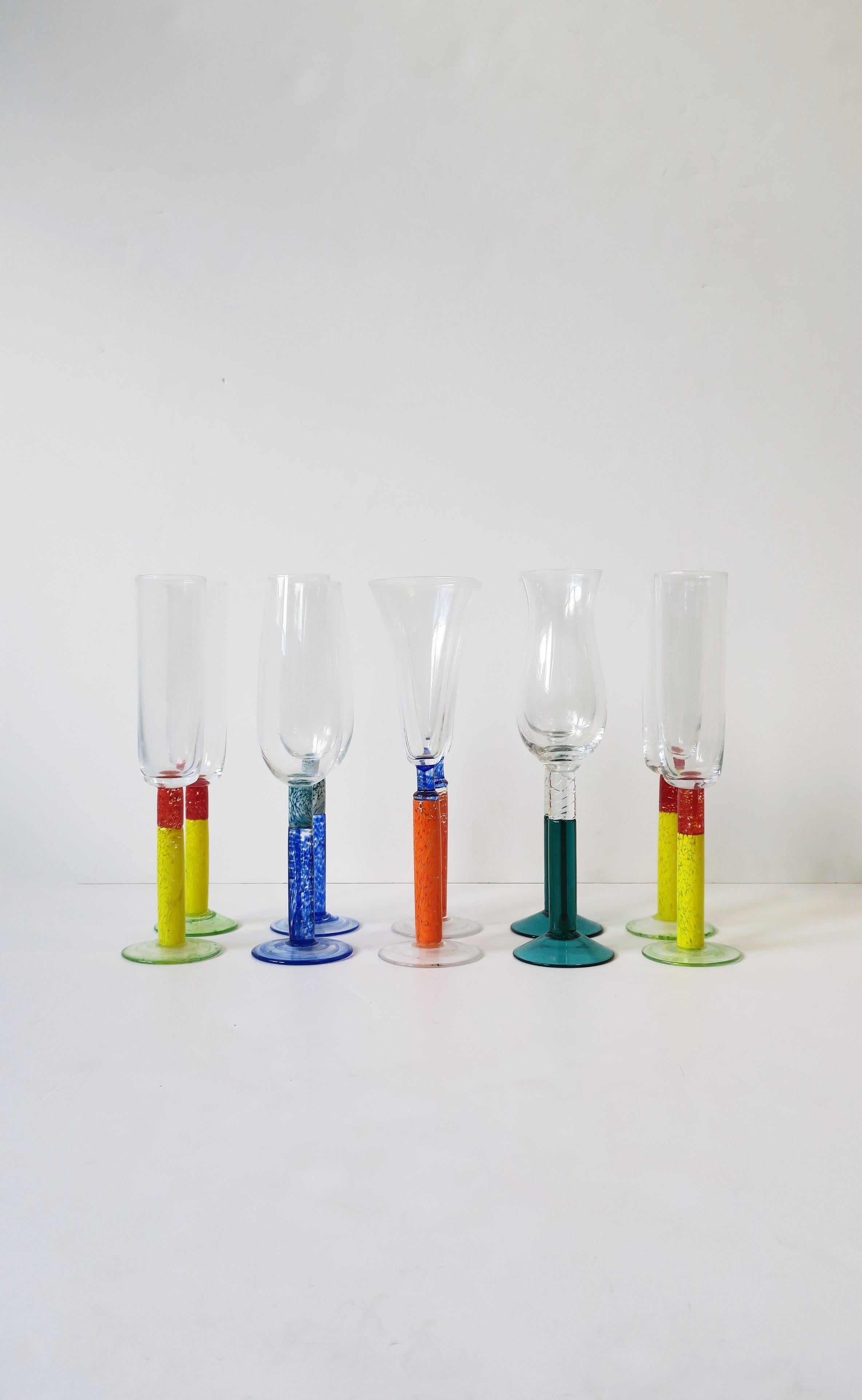 colorful champagne flutes