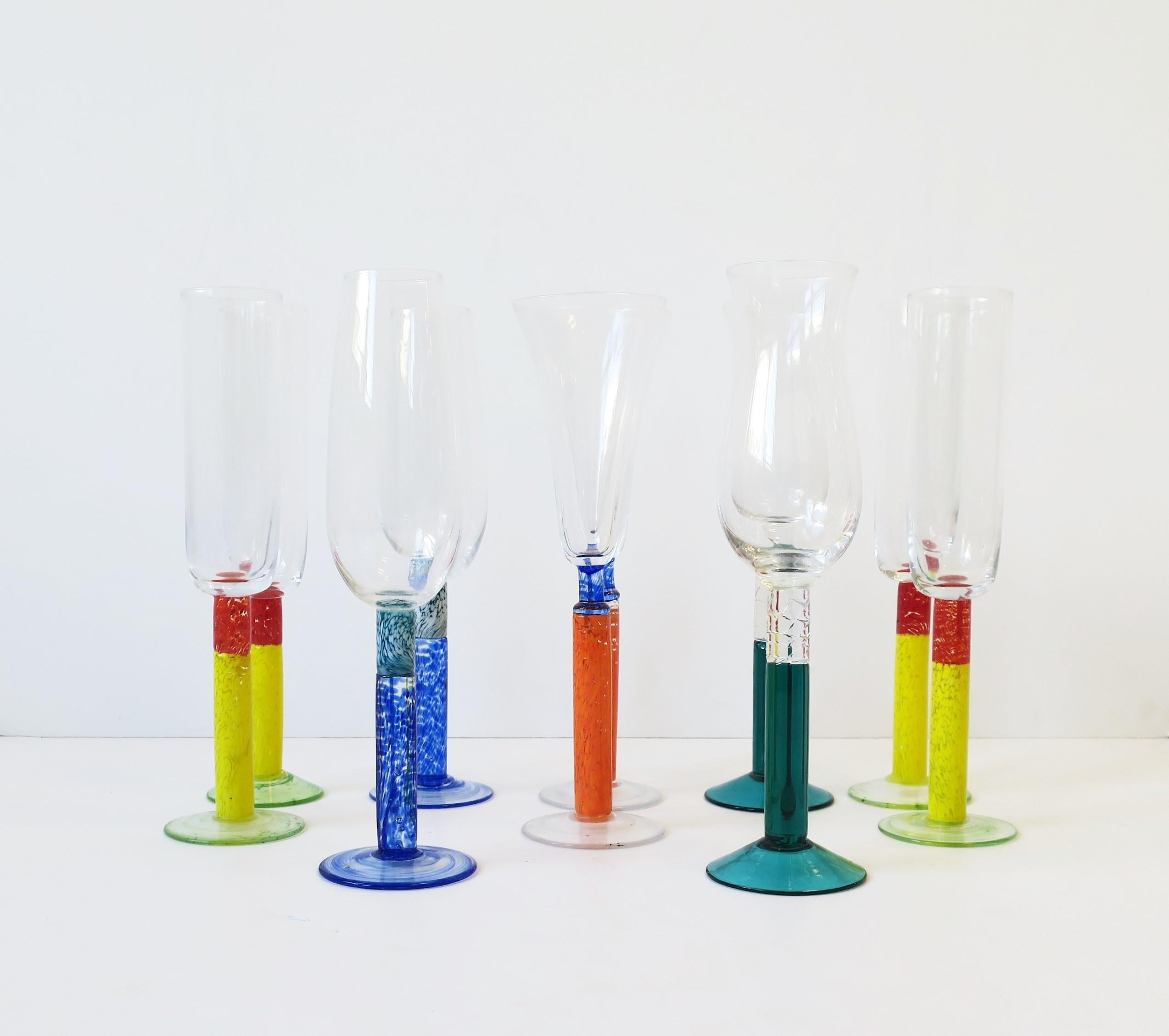 colorful champagne glasses