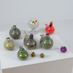 Set of 10 Colourful Collectable Glass Birds by Oiva Toikka, Nuutajärvi, Finland