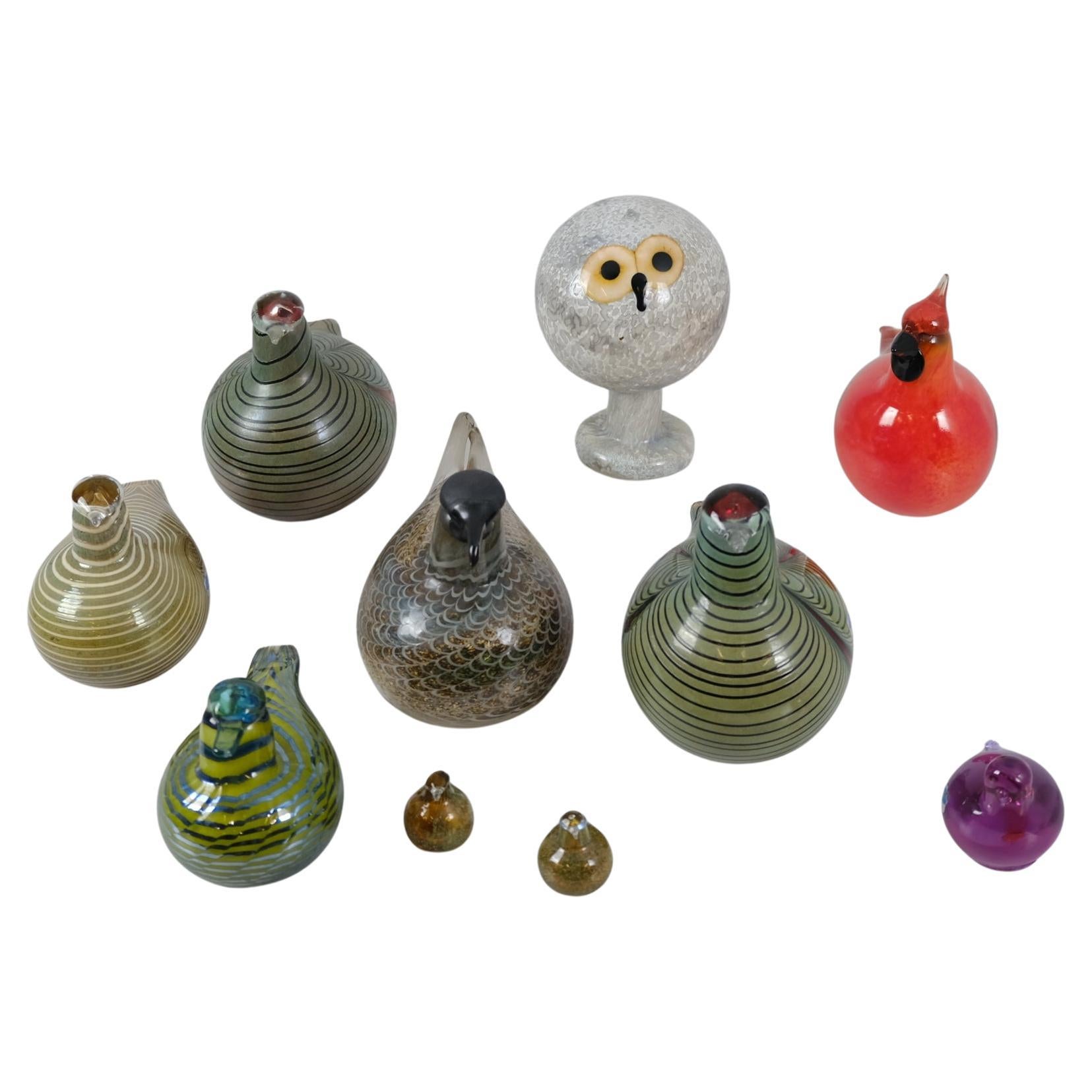 Set of 10 Colourful Collectable Glass Birds by Oiva Toikka, Nuutajärvi, Finland For Sale