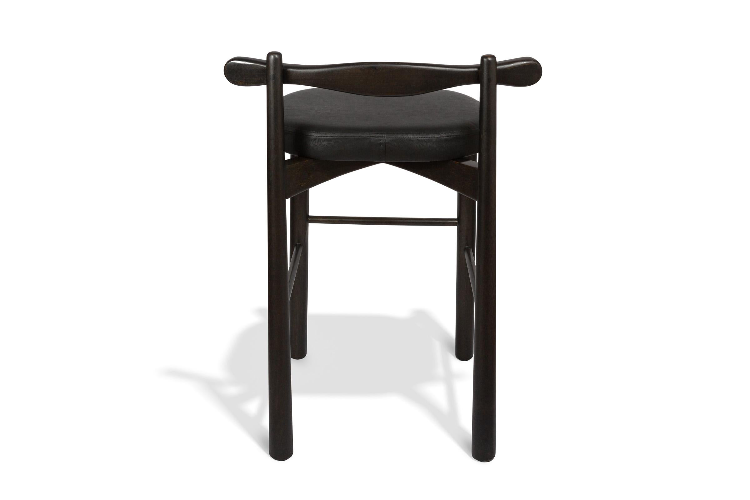 Contemporary Set of 10 Counter Stools Uçá -  Ebony Finish Wood (fabric ref : F07) For Sale