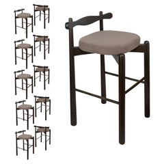 Set of 10 Counter Stools Uçá -  Ebony Finish Wood (fabric ref : F20)