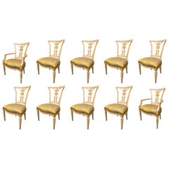 Set of 10 Cream and Parcel Gilt Dining Chairs Set of 10 Cream and Parcel Gilt Dining Chairs