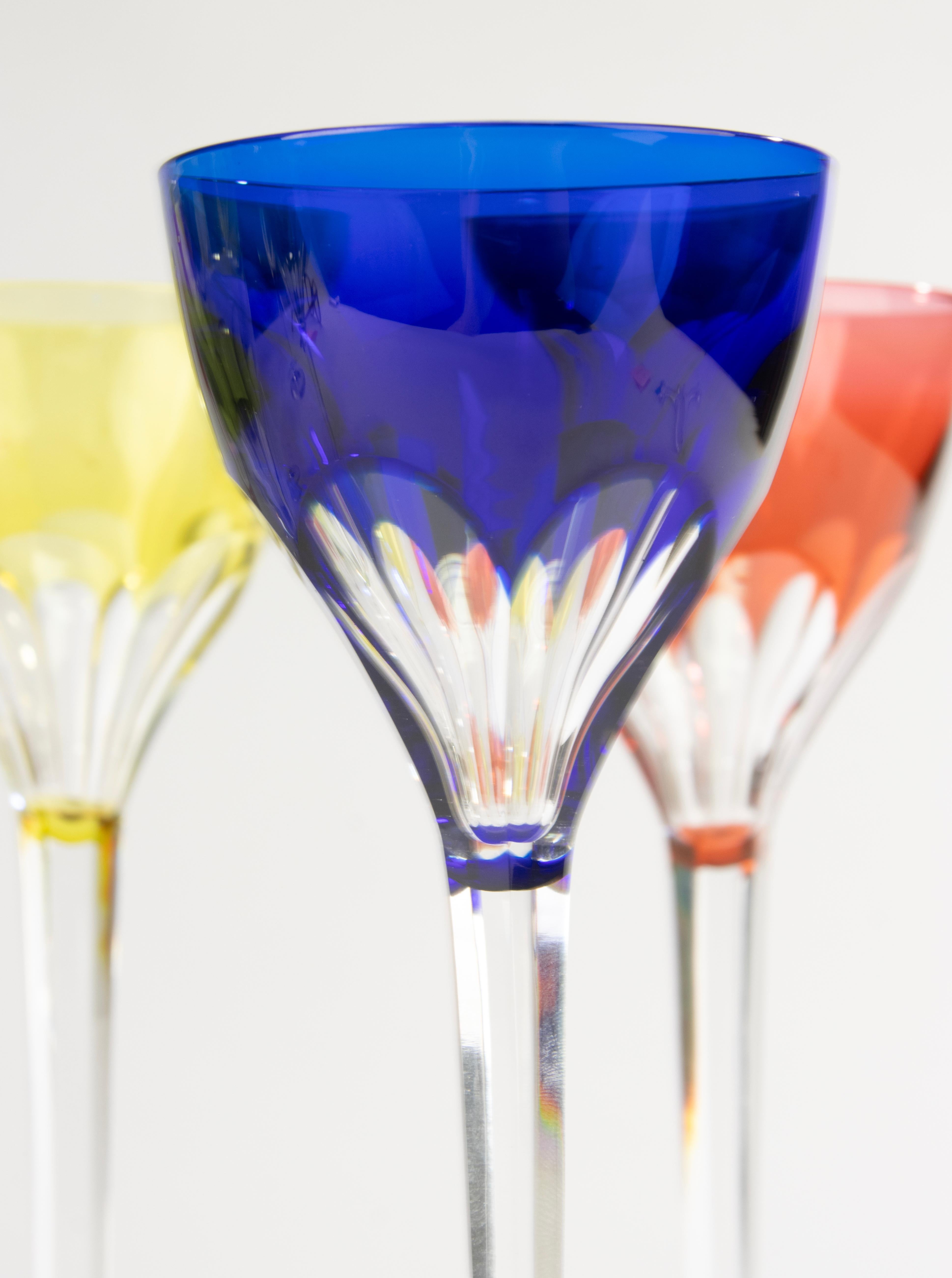 Set of 10 Crystal Colored Wine Glasses - Val Saint Lambert - Model Gevaert im Angebot 4
