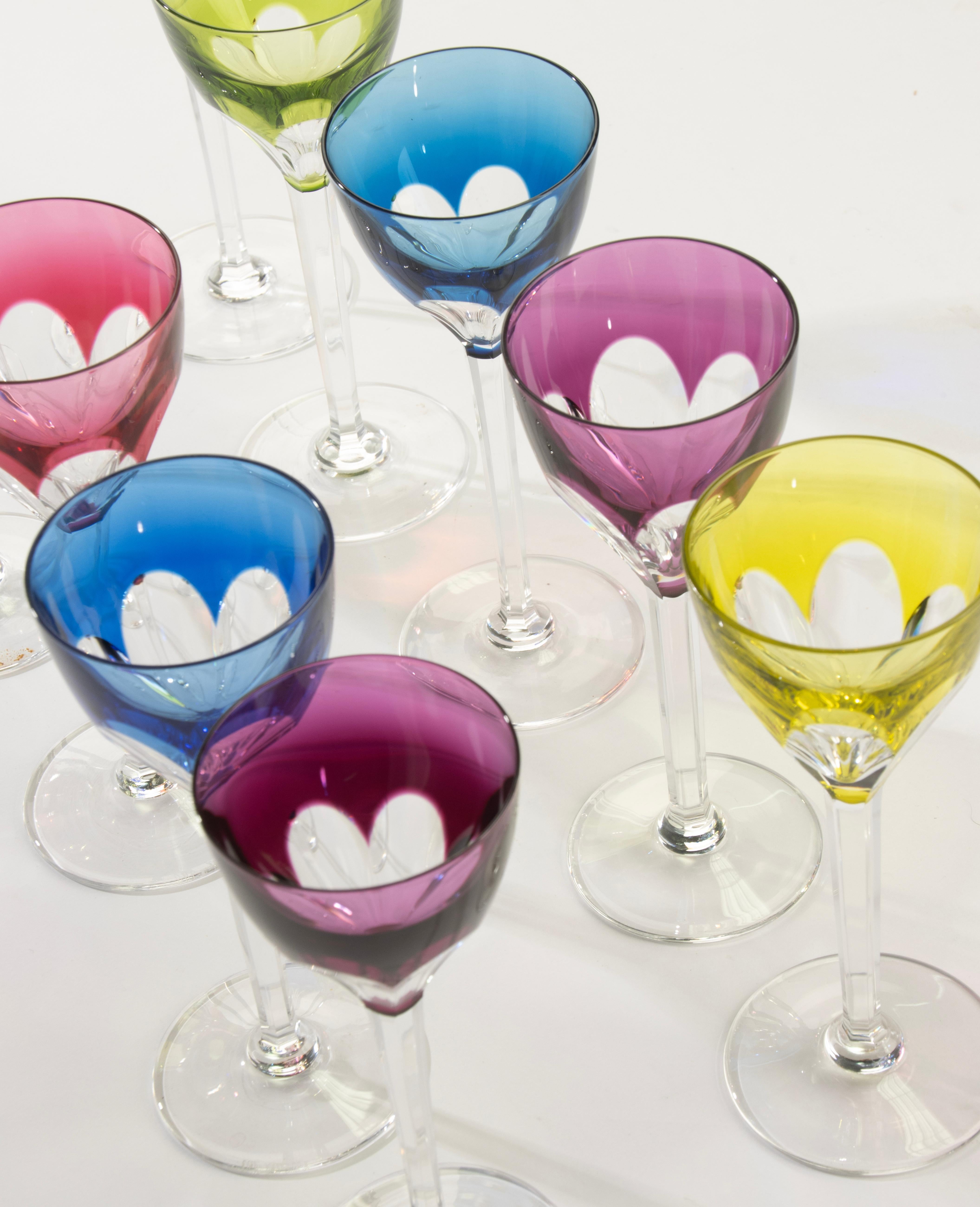 Set of 10 Crystal Colored Wine Glasses - Val Saint Lambert - Model Gevaert im Angebot 7