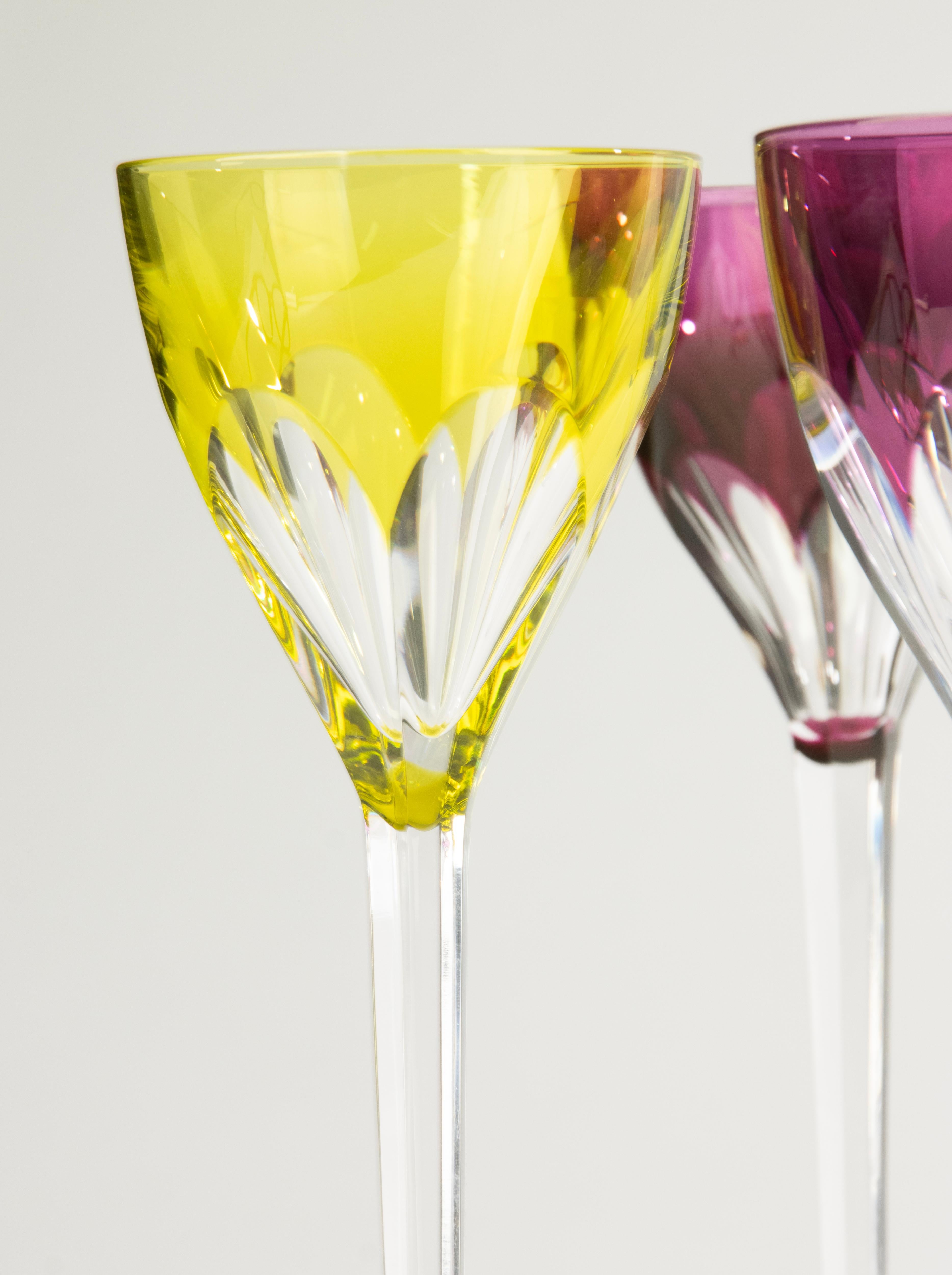 Set of 10 Crystal Colored Wine Glasses - Val Saint Lambert - Model Gevaert im Angebot 8