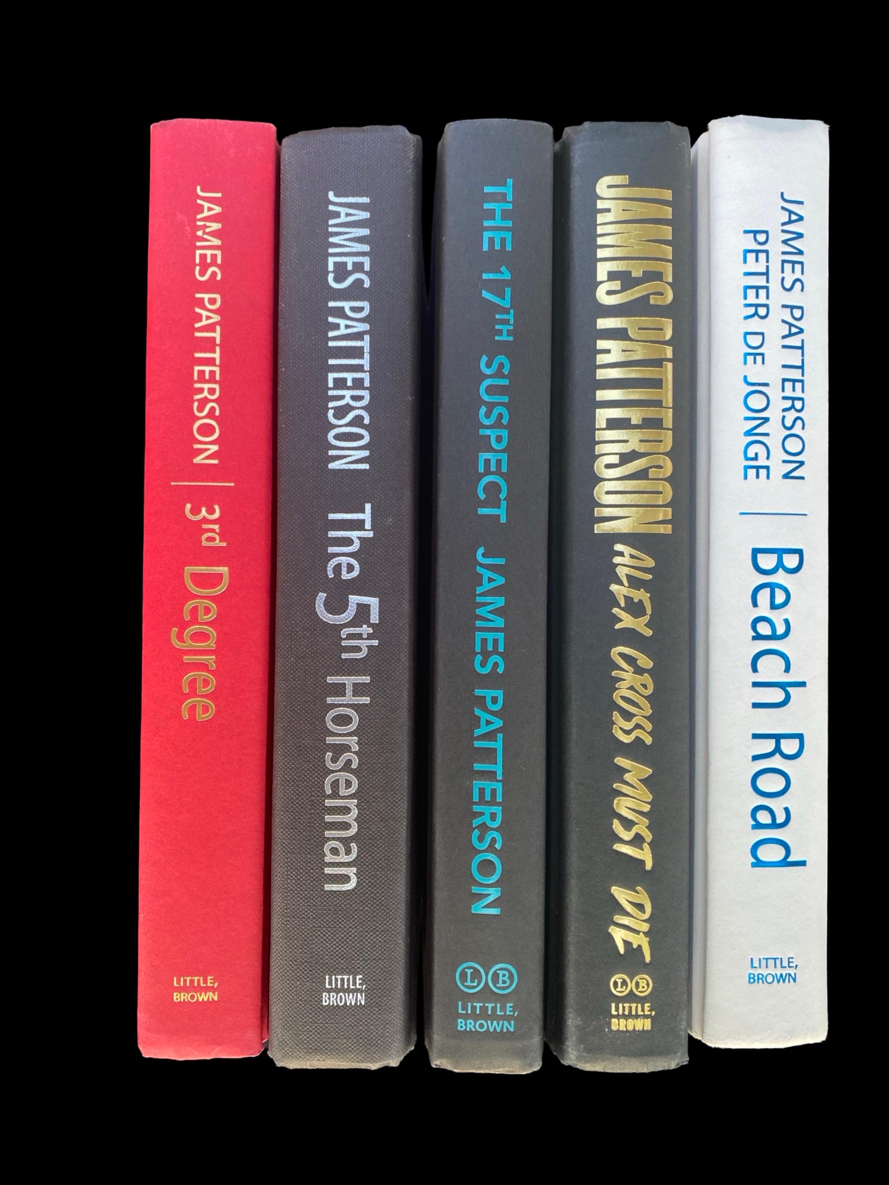 Modern Set of 10 Curated James Patterson Slip-Covered Books Library/ Media Room Display For Sale