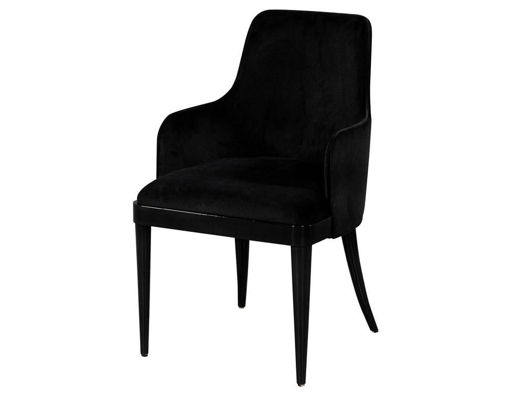 Canadian Set of 10 Custom Black Modern Curved Dining Chairs