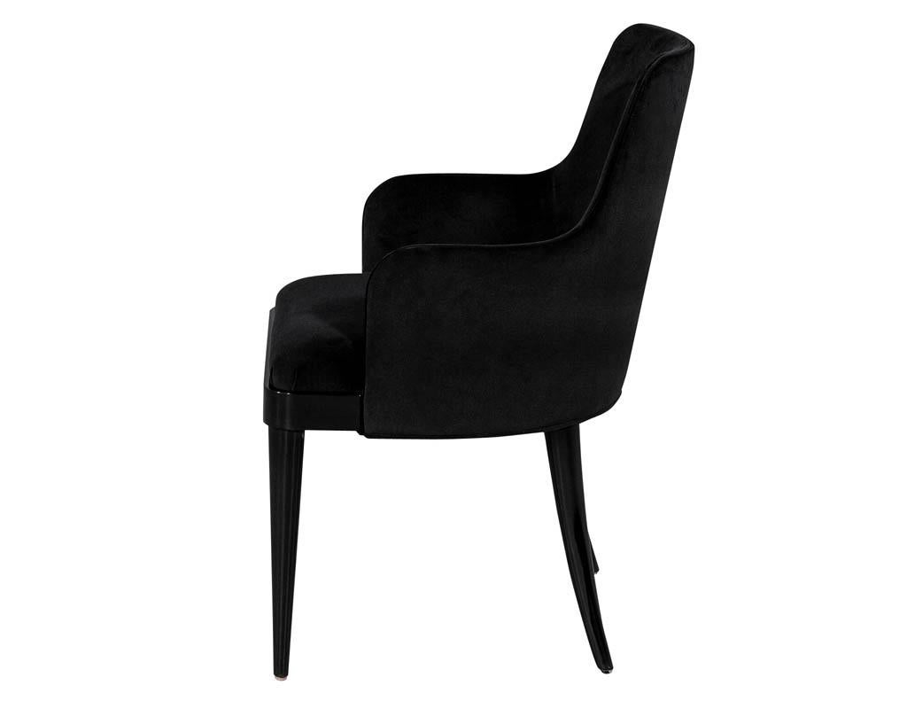 Contemporary Set of 10 Custom Black Modern Curved Dining Chairs