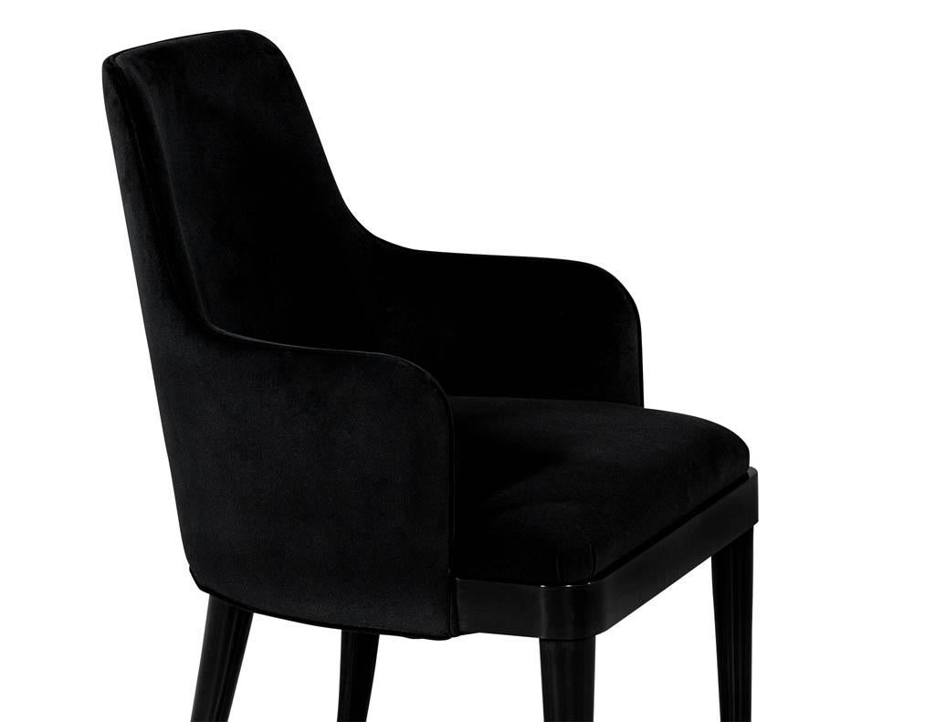 Velvet Set of 10 Custom Black Modern Curved Dining Chairs