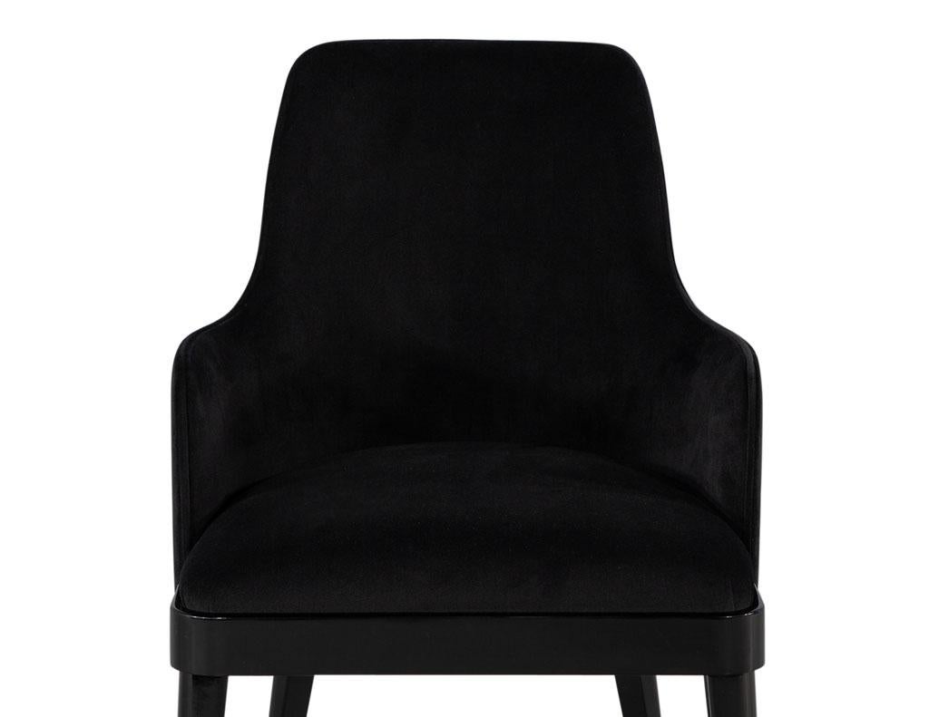 Set of 10 Custom Modern Black Velvet Dining Chairs Svelte Chair For Sale 5