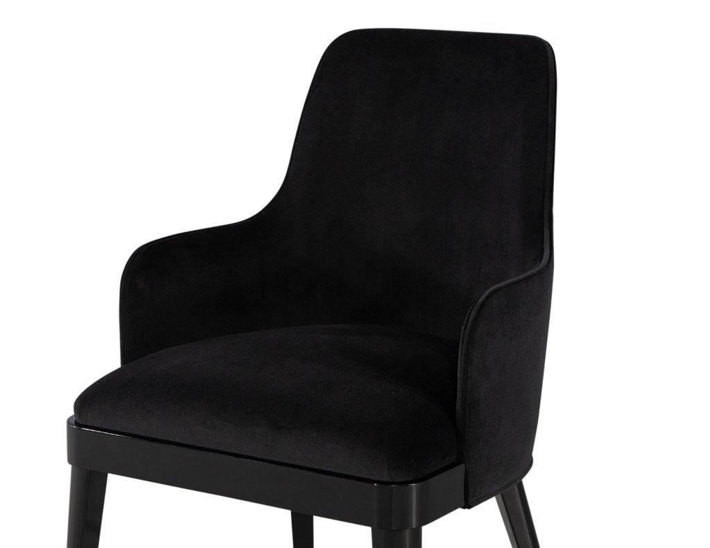 Set of 10 Custom Modern Black Velvet Dining Chairs Svelte Chair For Sale 7