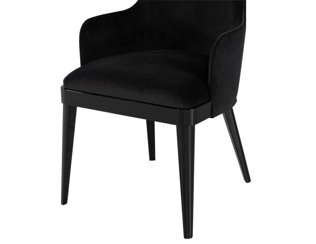 Set of 10 Custom Modern Black Velvet Dining Chairs Svelte Chair For Sale 8