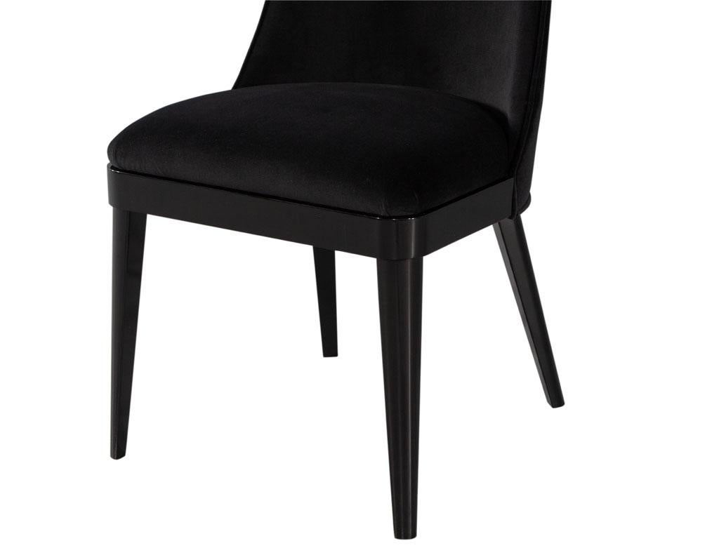 Set of 10 Custom Modern Black Velvet Dining Chairs Svelte Chair For Sale 9
