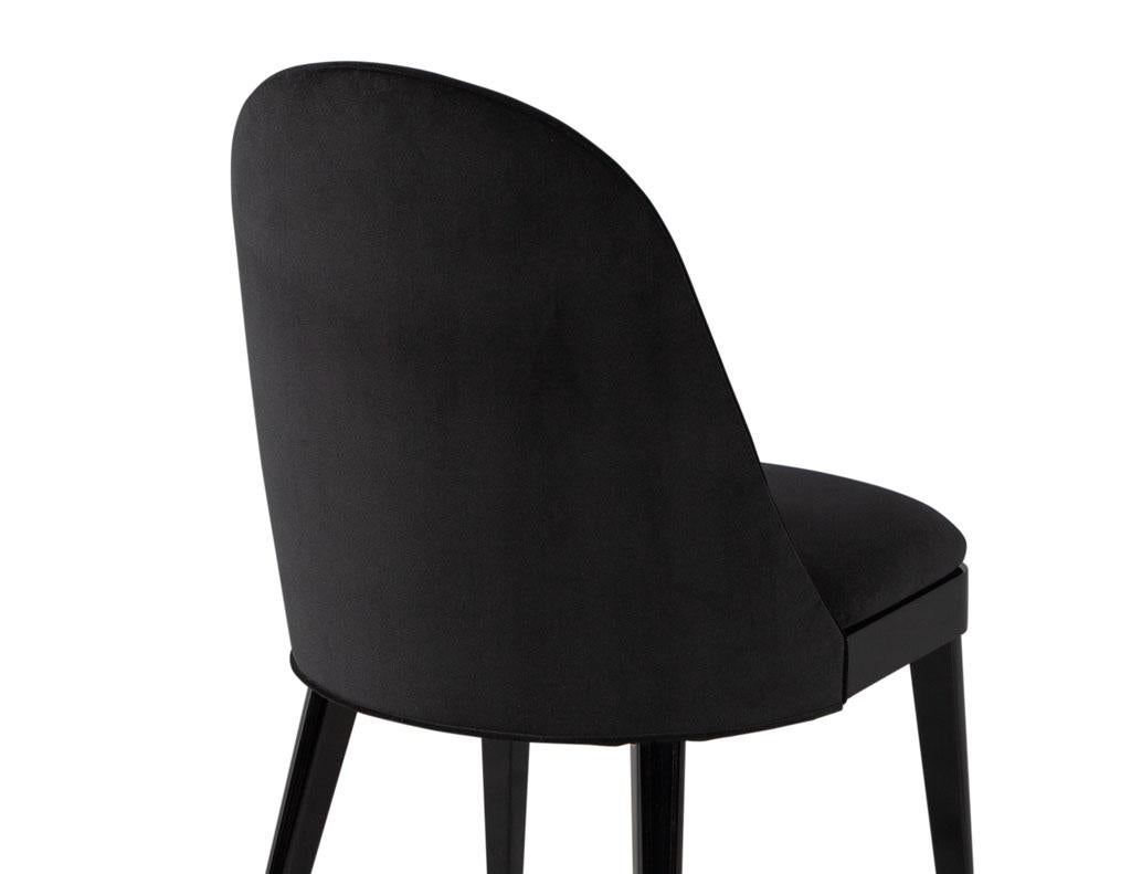 Set of 10 Custom Modern Black Velvet Dining Chairs Svelte Chair For Sale 10