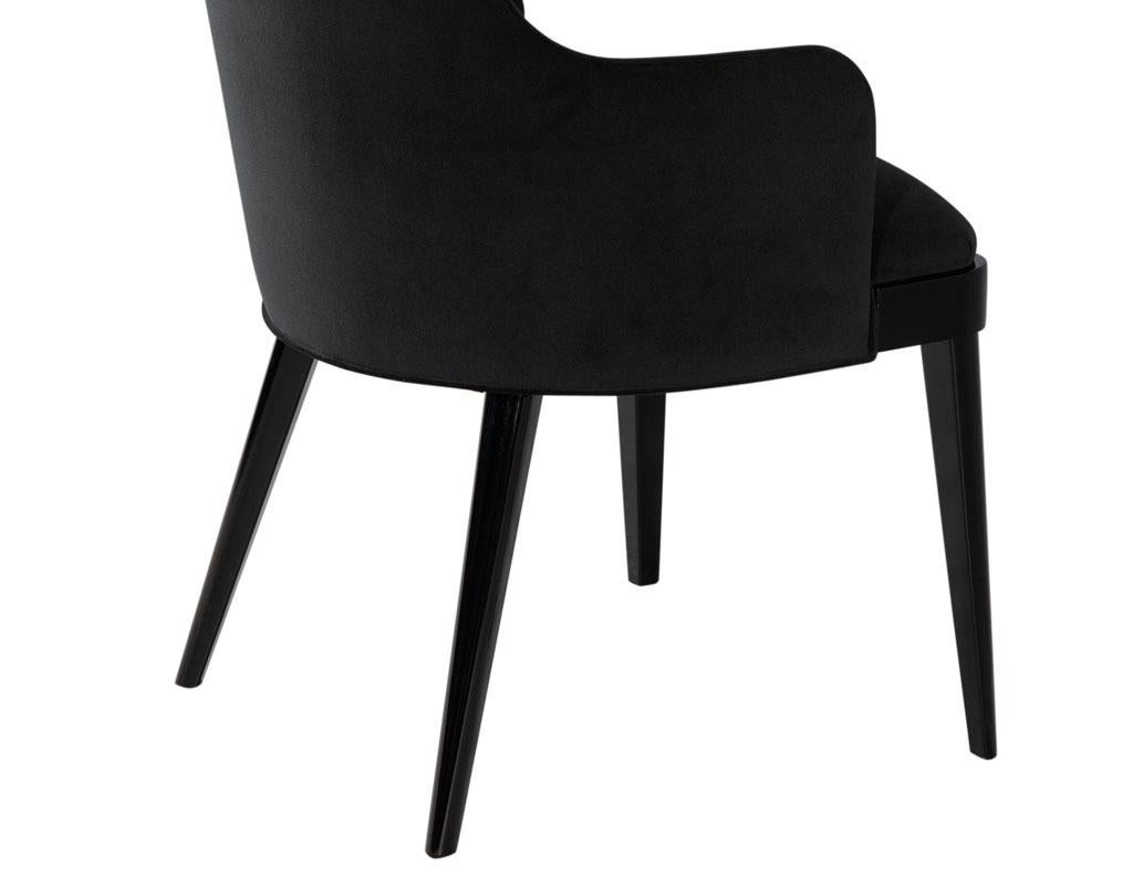 Set of 10 Custom Modern Black Velvet Dining Chairs Svelte Chair For Sale 11