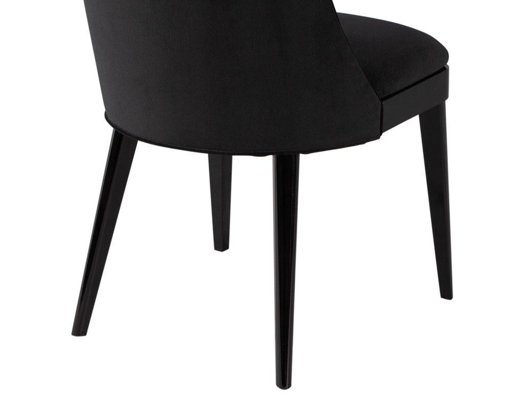 Set of 10 Custom Modern Black Velvet Dining Chairs Svelte Chair For Sale 12
