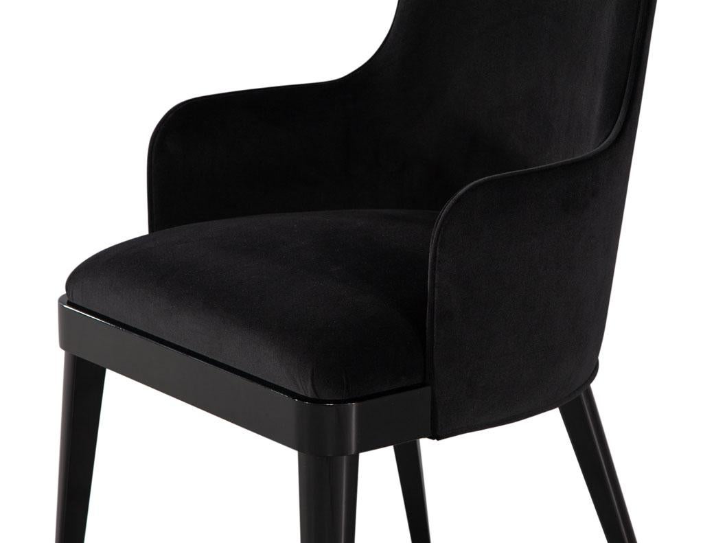 Set of 10 Custom Modern Black Velvet Dining Chairs Svelte Chair For Sale 13