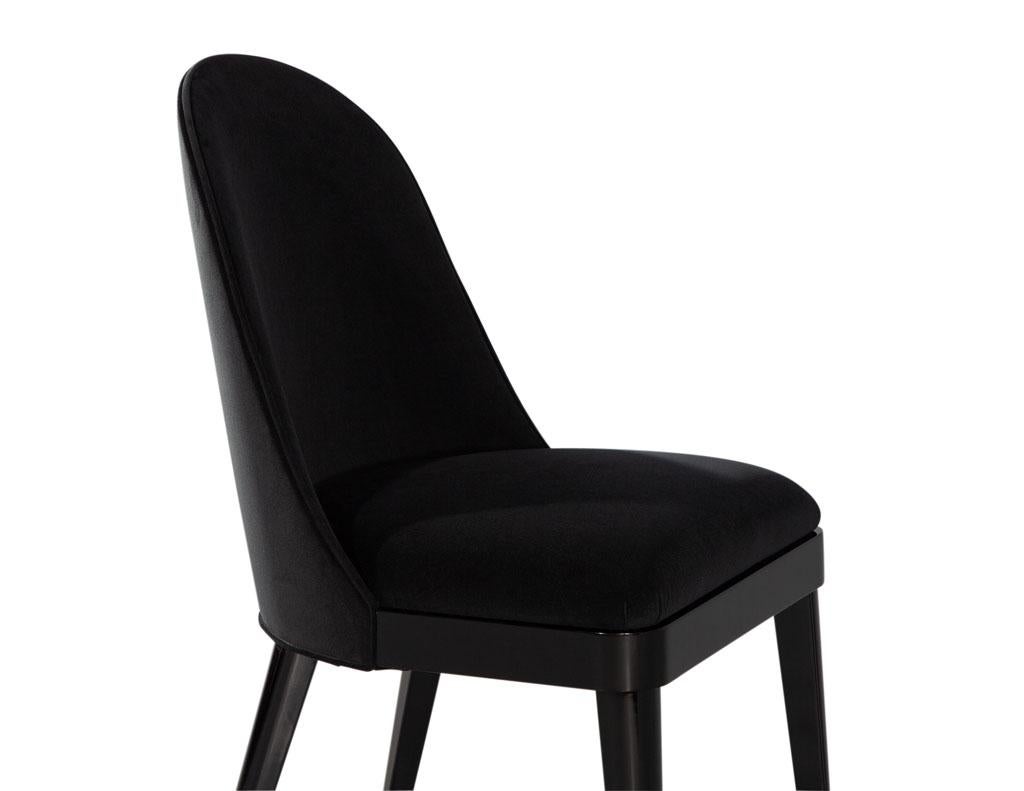 Set of 10 Custom Modern Black Velvet Dining Chairs Svelte Chair For Sale 14
