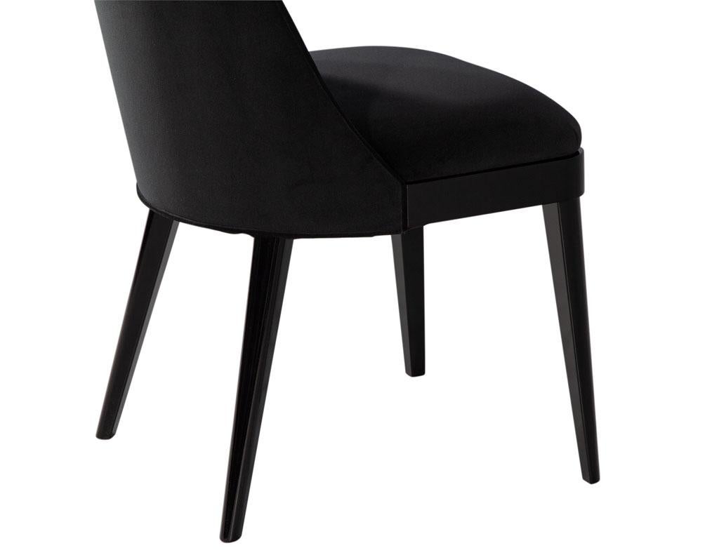 Set of 10 Custom Modern Black Velvet Dining Chairs Svelte Chair For Sale 15