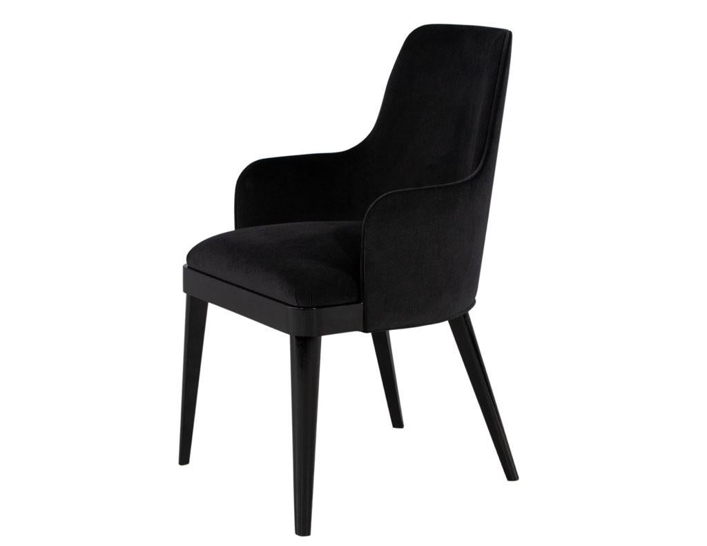 Set of 10 Custom Modern Black Velvet Dining Chairs Svelte Chair In Excellent Condition For Sale In North York, ON