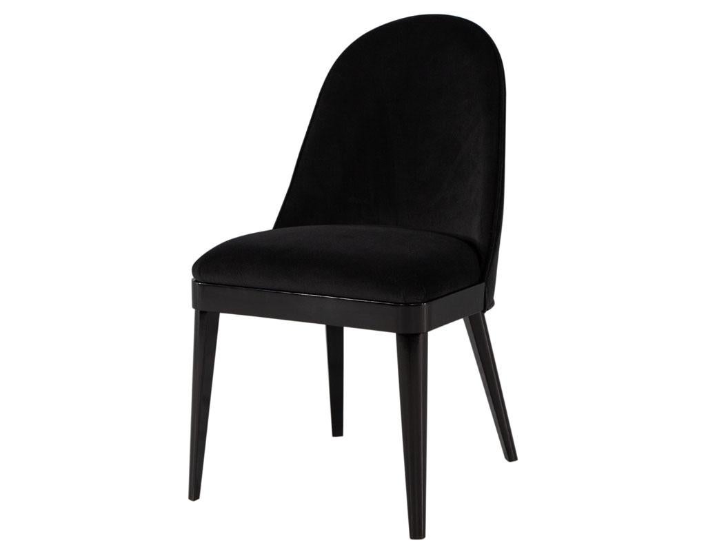 Set of 10 Custom Modern Black Velvet Dining Chairs Svelte Chair For Sale 1