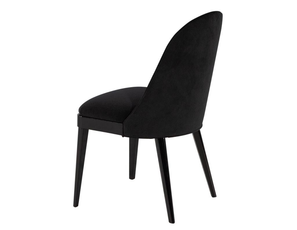 Set of 10 Custom Modern Black Velvet Dining Chairs Svelte Chair For Sale 2