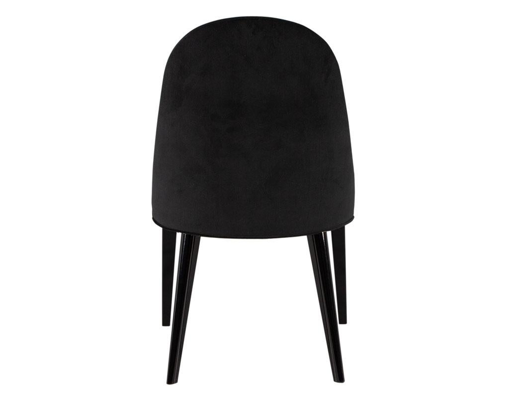 Set of 10 Custom Modern Black Velvet Dining Chairs Svelte Chair For Sale 3