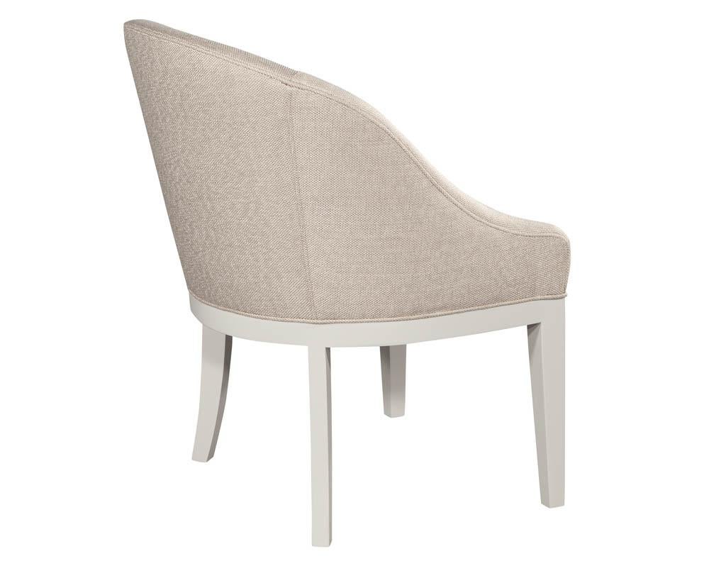 Set of 10 Custom Modern Dining Chairs in Beige and White For Sale 1