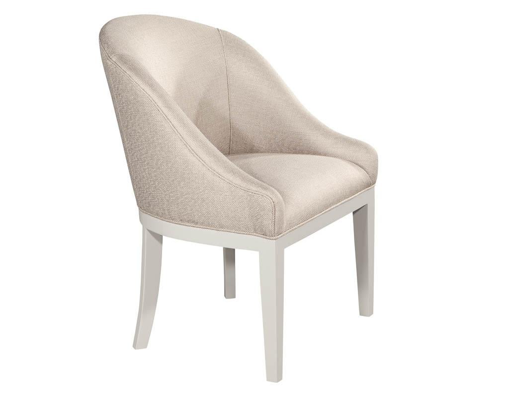 Ensemble de 10 chaises de salle à manger modernes sur mesure en beige et blanc en vente 5