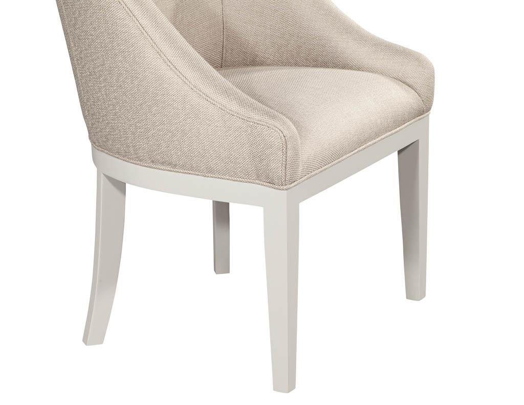 Set of 10 Custom Modern Dining Chairs in Beige and White For Sale 5