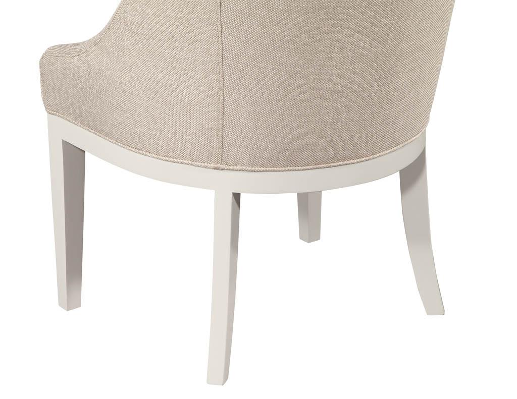 Set of 10 Custom Modern Dining Chairs in Beige and White 7