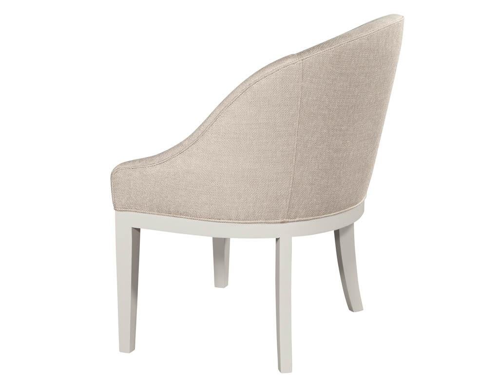 Canadian Set of 10 Custom Modern Dining Chairs in Beige and White For Sale