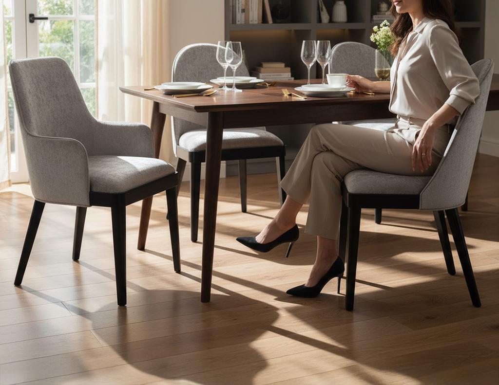 Elevate your dining experience with this exquisite set of 10 Carrocel Svelte dining chairs, a perfect fusion of timeless sophistication and modern elegance. The sculpted curved backs and sleek tapered legs are framed in lustrous high-gloss black