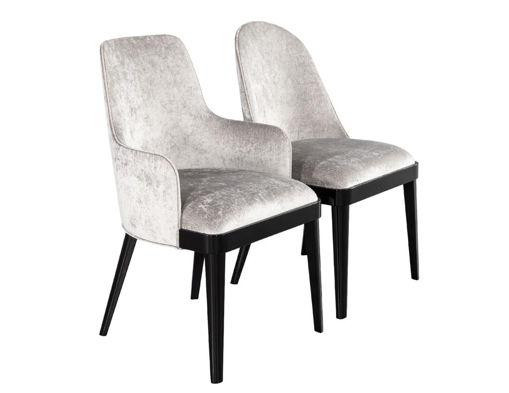 Contemporary Set of 10 Custom Modern Dining Chairs in Black Lacquer by Carrocel For Sale