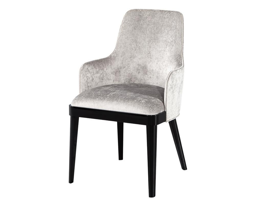 Set of 10 Custom Modern Dining Chairs in Black Lacquer by Carrocel For Sale 1