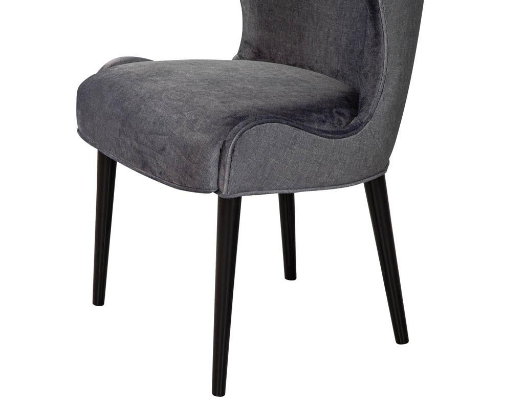 Set of 10 Custom Modern Dining Chairs in Dark Indigo Velvet 2